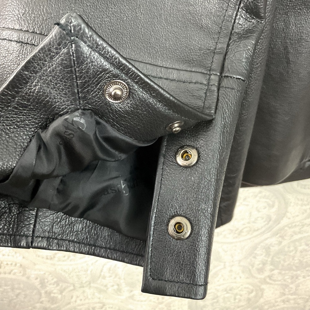 Vintage East 5th heavy duty black leather coat women’s 1X jacket - Picture 8 of 12